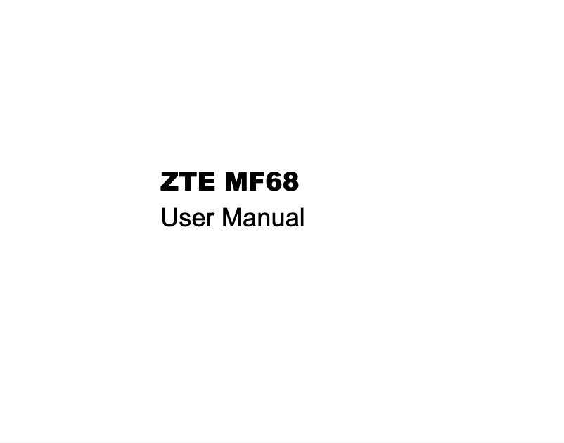Page 1 de la notice Manuel utilisateur ZTE MF68