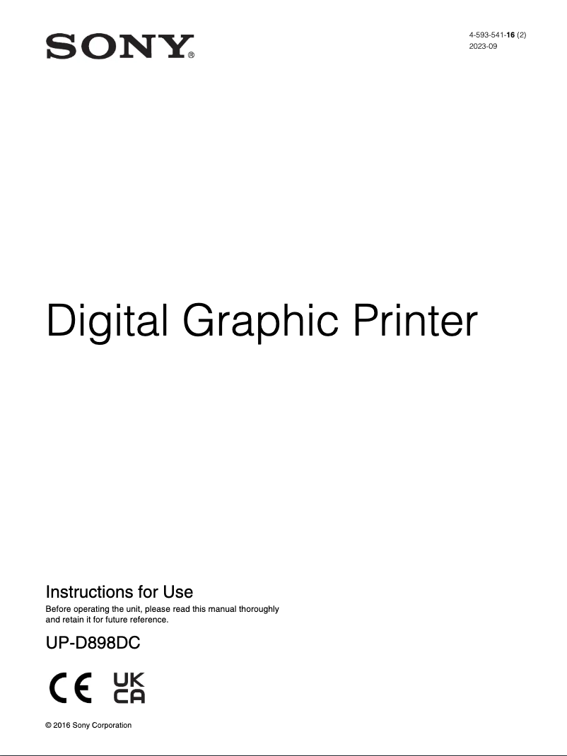 Página 1 del manual Manual de usuario Sony UP-D898DC