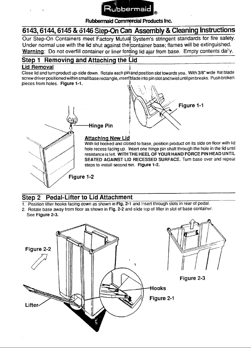 Page 1 de la notice Manuel utilisateur Rubbermaid Step-On 6145