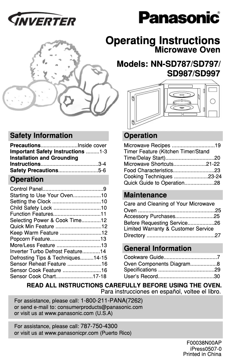 Page 1 de la notice Manuel utilisateur Panasonic NN-SD797