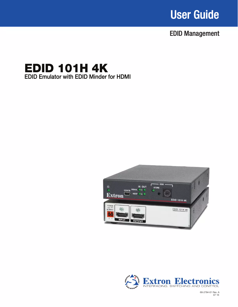 Page n°1 - Manuel utilisateur Extron EDID 101H 4K