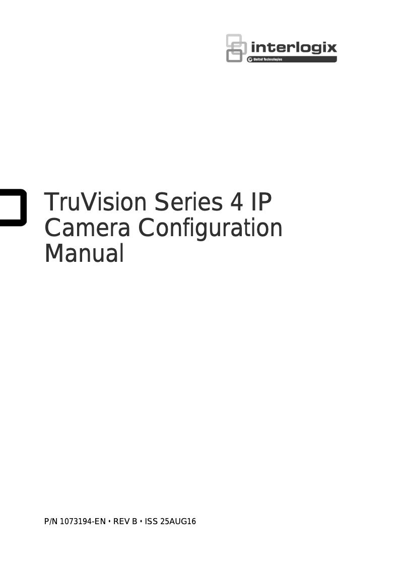 Page n°1 - Manuel utilisateur Interlogix TruVision TVB-5402