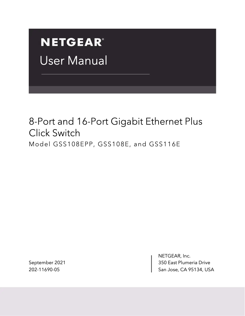 Page n°1 - Manuel utilisateur Netgear GSS108EPP