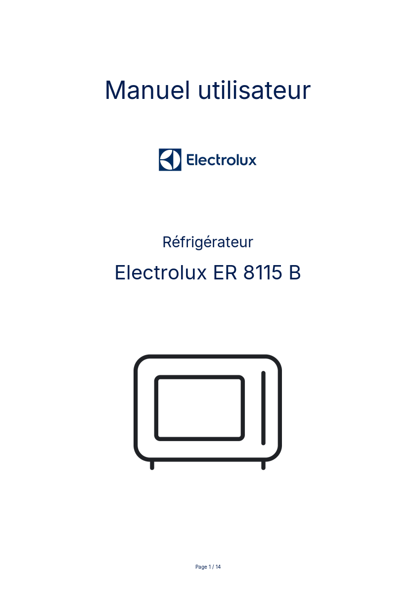 Page n°1 - Manuel utilisateur Electrolux ER 8115 B