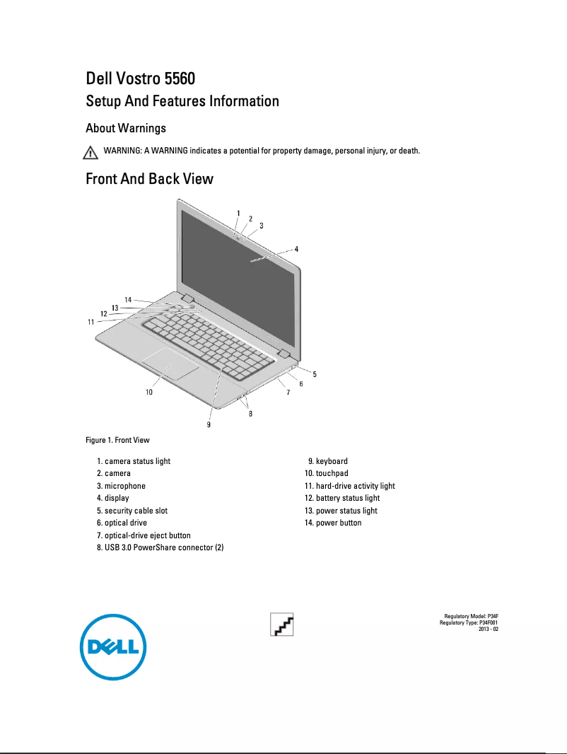 Page n°1 - Guide d'installation Dell Vostro 5560