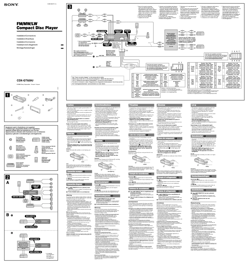 Page n°1 - Guide d'installation Sony CDX-GT929U