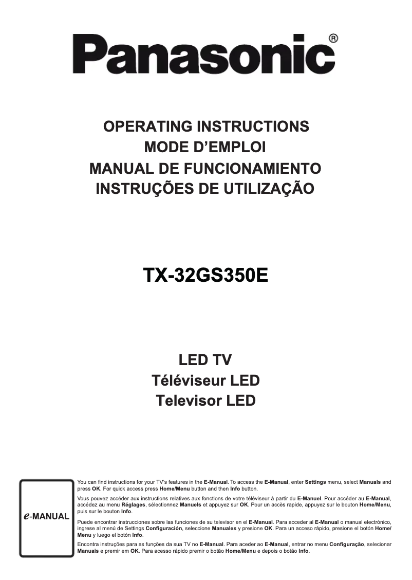 Page 1 de la notice Manuel utilisateur Panasonic TX-32GS350E