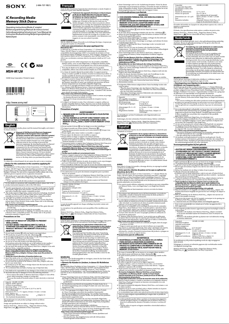 Image de la première page du manuel de l'appareil MSH-M128