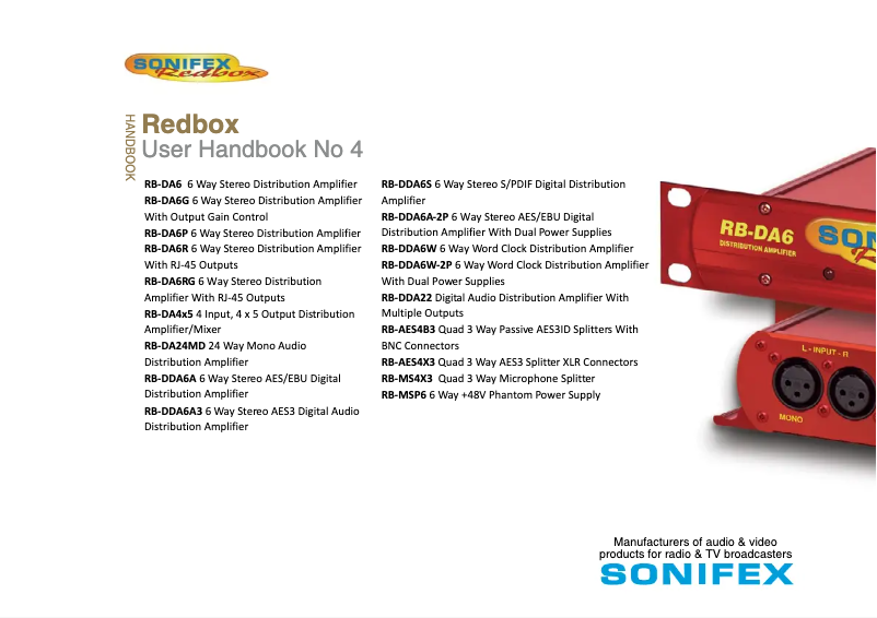 Page 1 de la notice Manuel utilisateur Sonifex Redbox RB-MS4X3