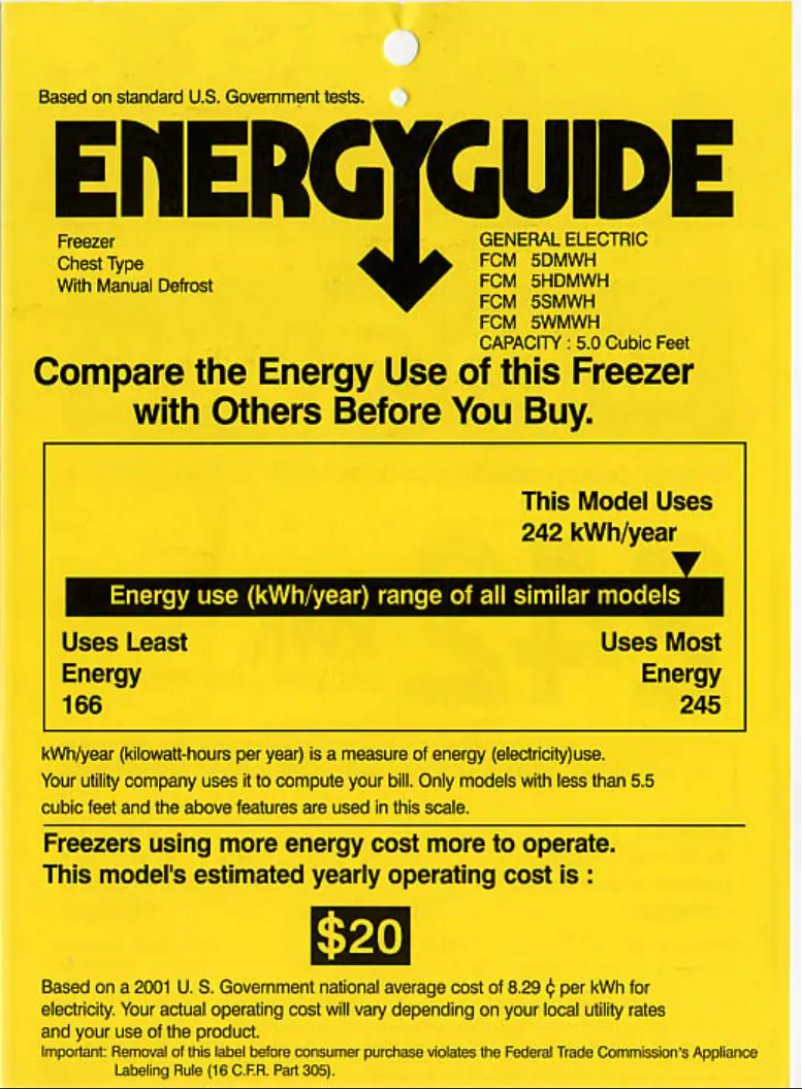 Page n°1 - Label énergétique GE FCM5DMWH