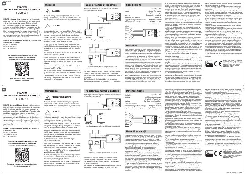 Page 1 de la notice Manuel utilisateur Fibaro FGBS-001