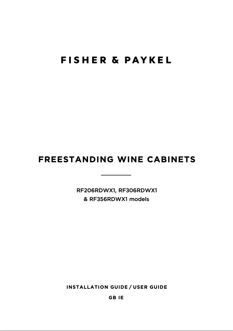 Page 1 de la notice Guide d'installation Fisher & Paykel RF356RDWX1