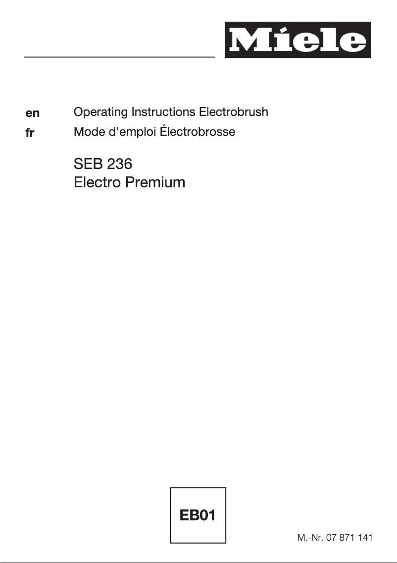 Page n°1 - Manuel utilisateur Miele Complete C3 Brilliant
