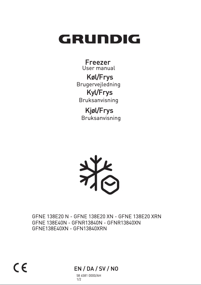 Page 1 de la notice Manuel utilisateur Grundig GFNE 138E40 XN