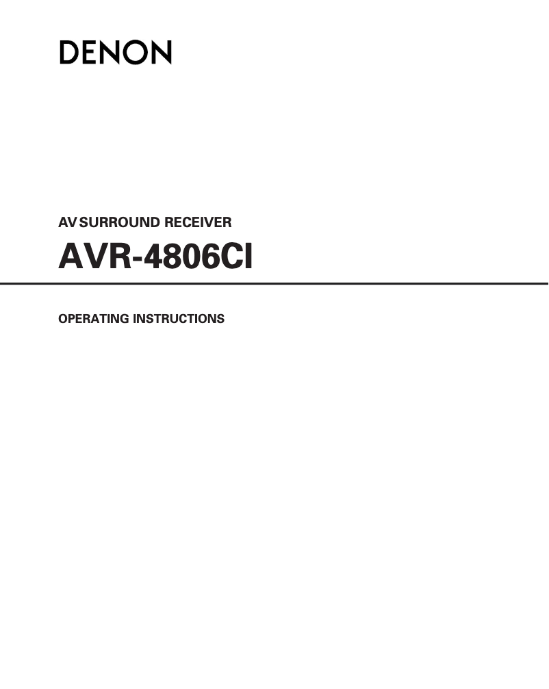Page n°1 - Manuel utilisateur Denon AVR-4806CI