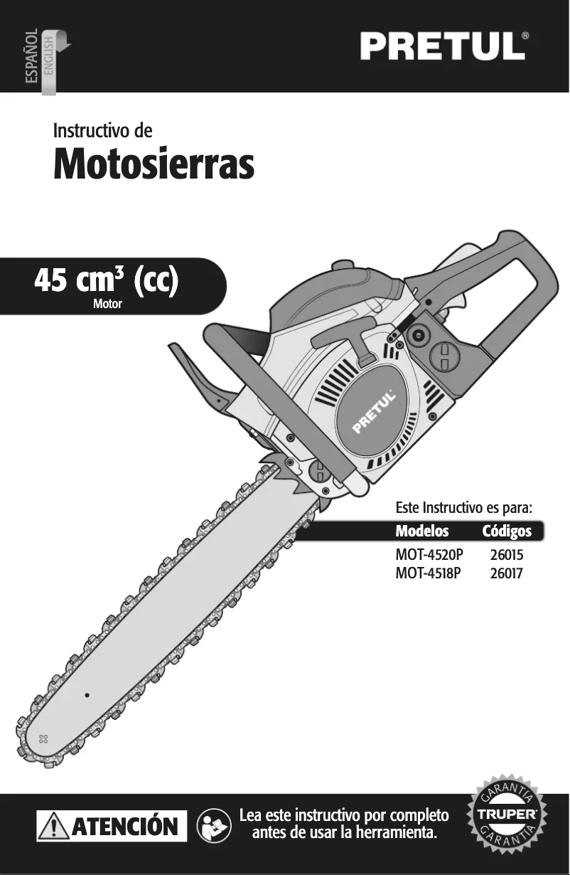 Page n°1 - Manuel utilisateur Truper MOT-4518P