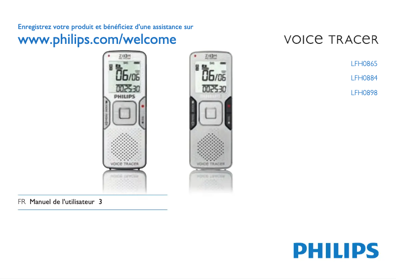Page n°1 - Manuel utilisateur Philips Voice Tracer LFH0884