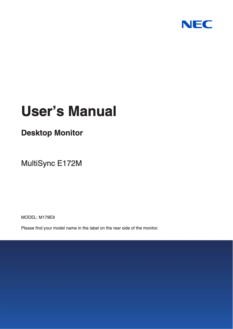 Page n°1 - Manuel utilisateur Sharp MultiSync E172M