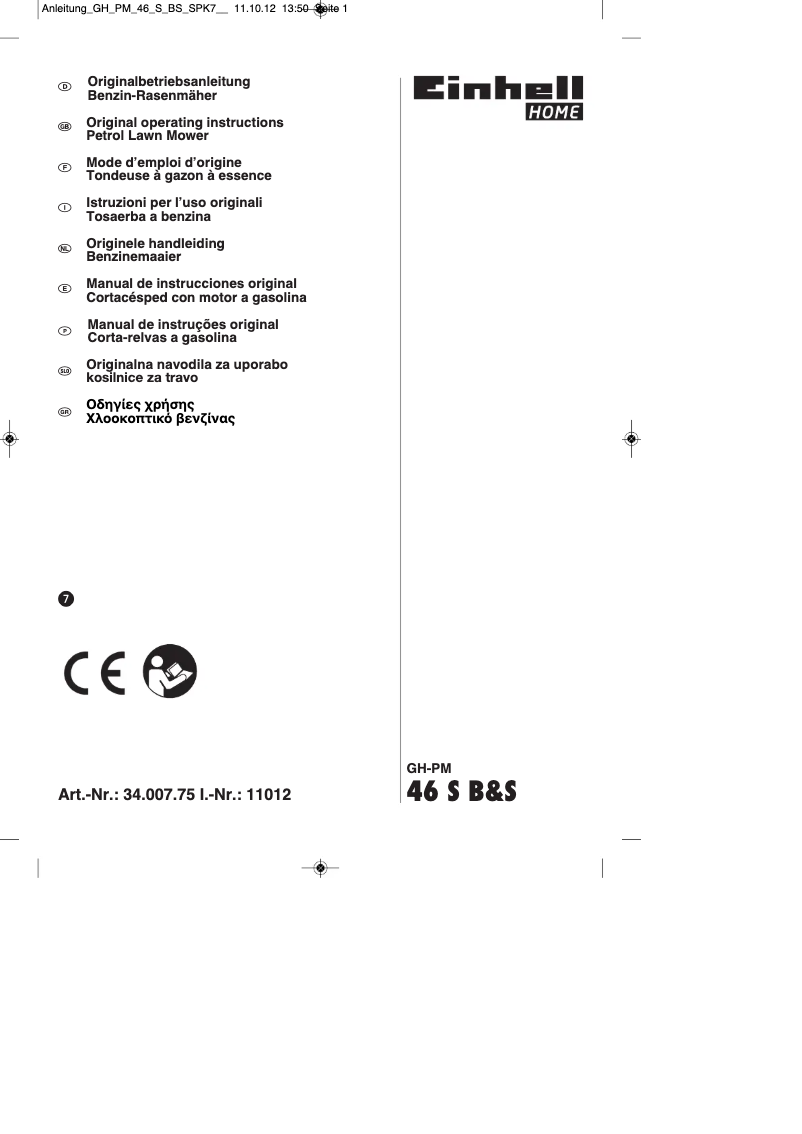 Page n°1 - Mode d'emploi Einhell GH-PM 46 S B&S