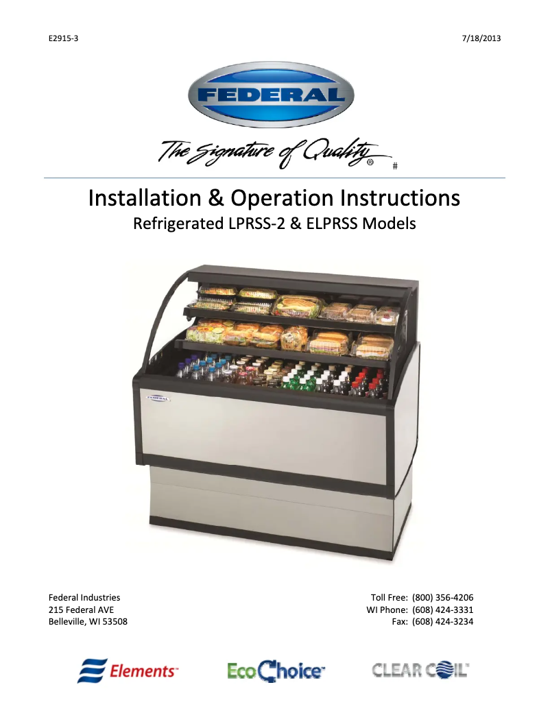 Page 1 de la notice Manuel utilisateur Federal ELPRSS-3