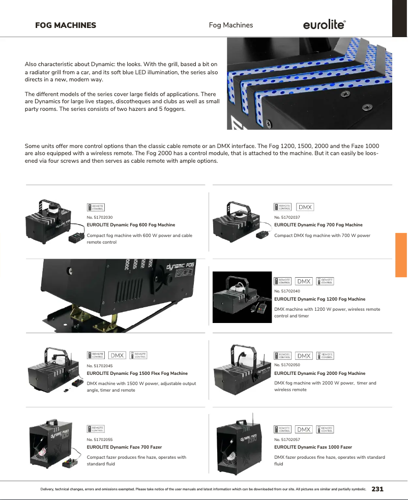 Page 1 de la notice Catalogue Eurolite Dynamic Fog 1500