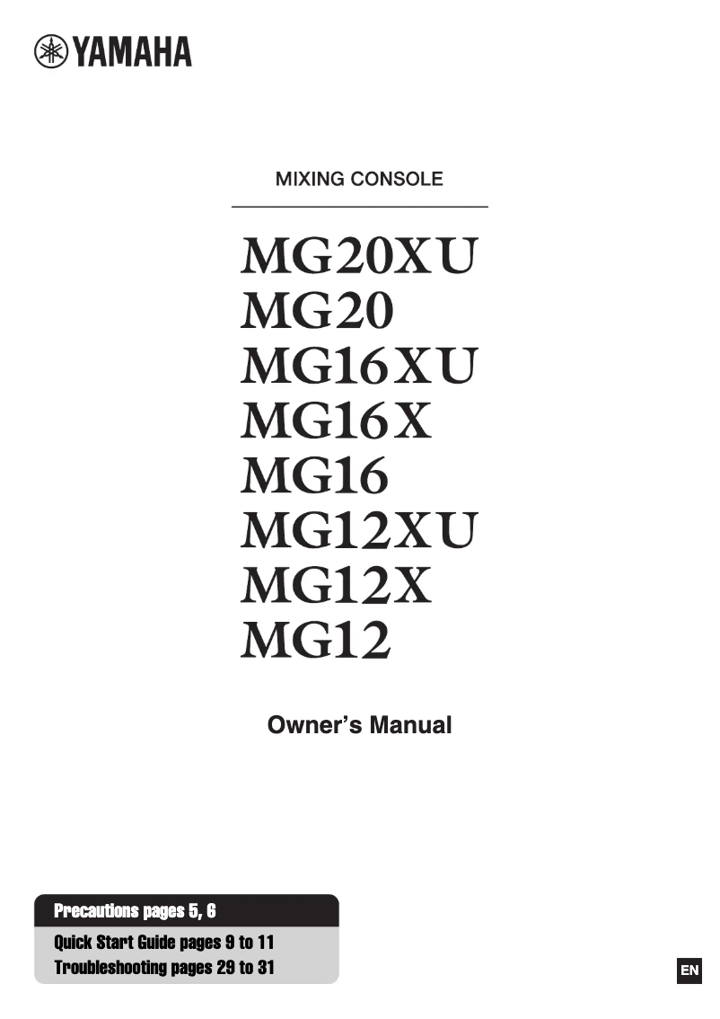 Page n°1 - Manuel utilisateur Yamaha MG12X