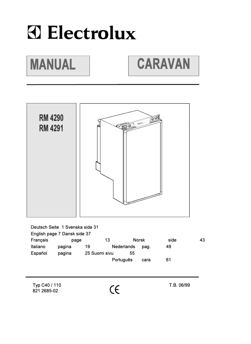 Page n°1 - Manuel utilisateur Electrolux RM 4290