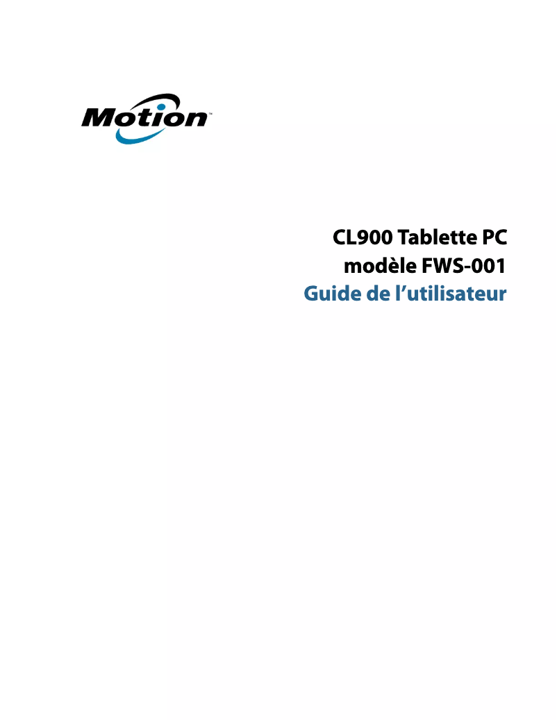 Page n°1 - Manuel utilisateur Motion Computing CL900