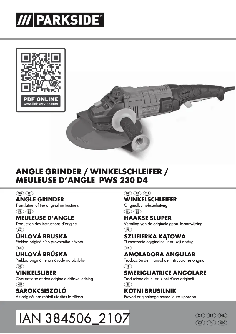 Página 1 del manual Manual de usuario Parkside PWS 230 D4