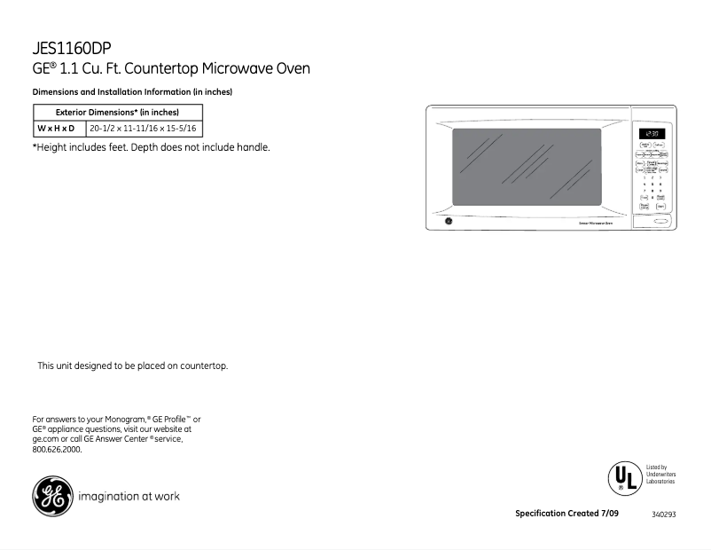 Image de la première page du manuel de l'appareil JES1160DPWW