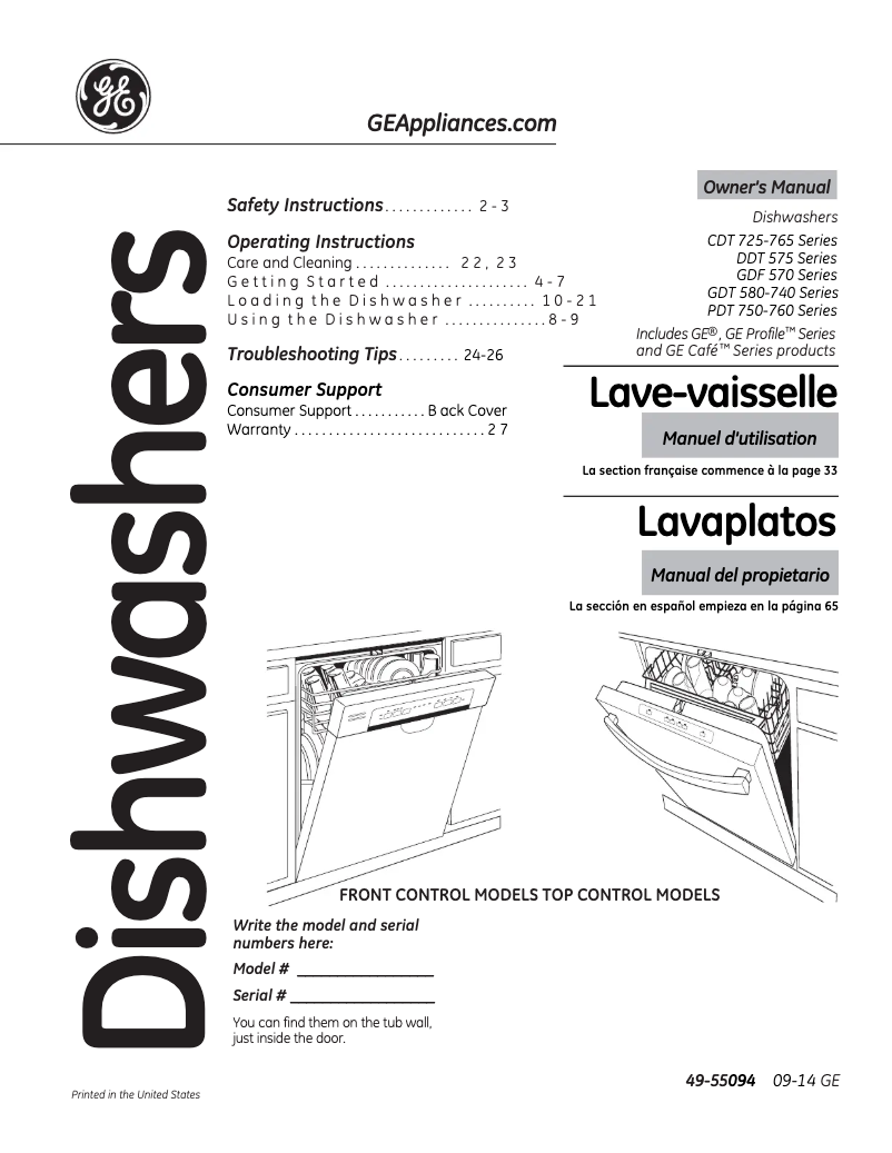Page n°1 - Mode d'emploi GE GDT720SGFWW