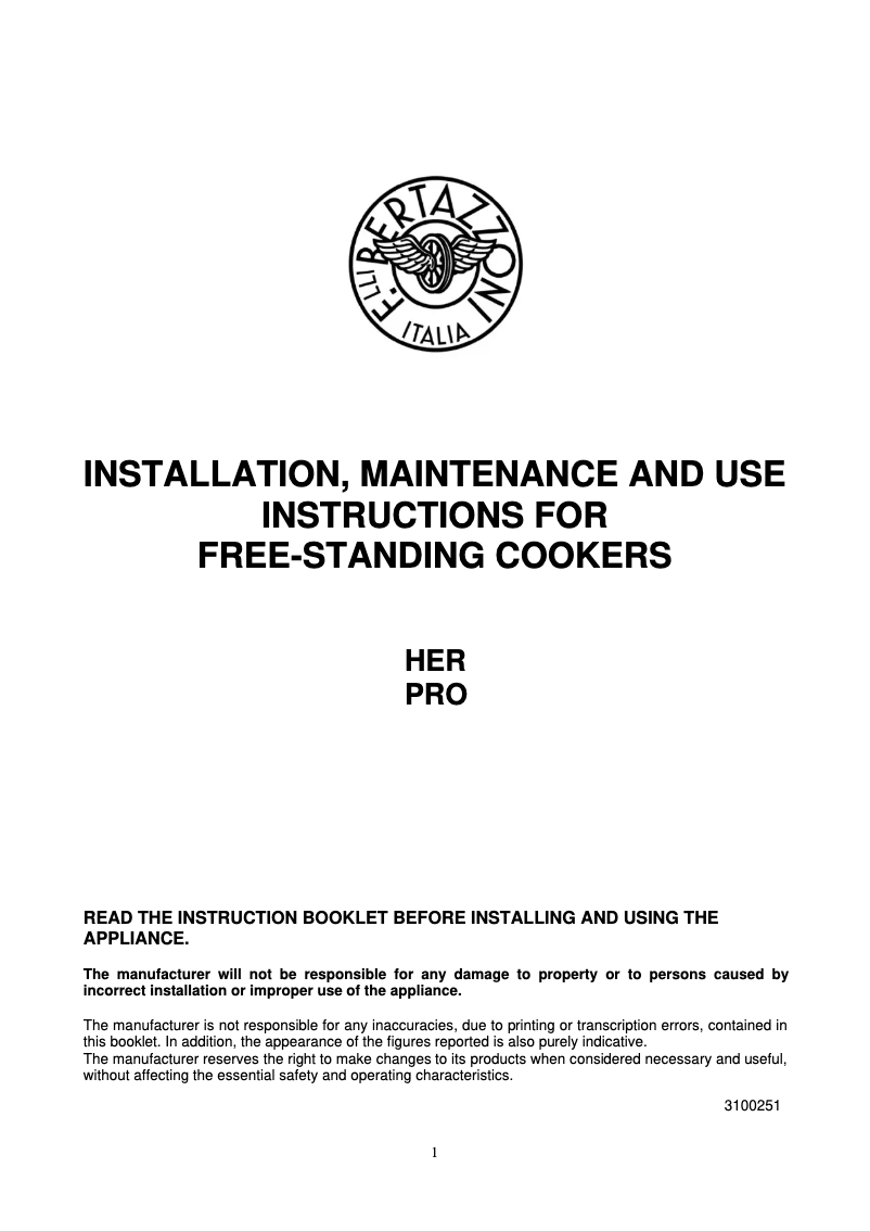 Page n°1 - Instructions / montage Bertazzoni PRO906MFESNET