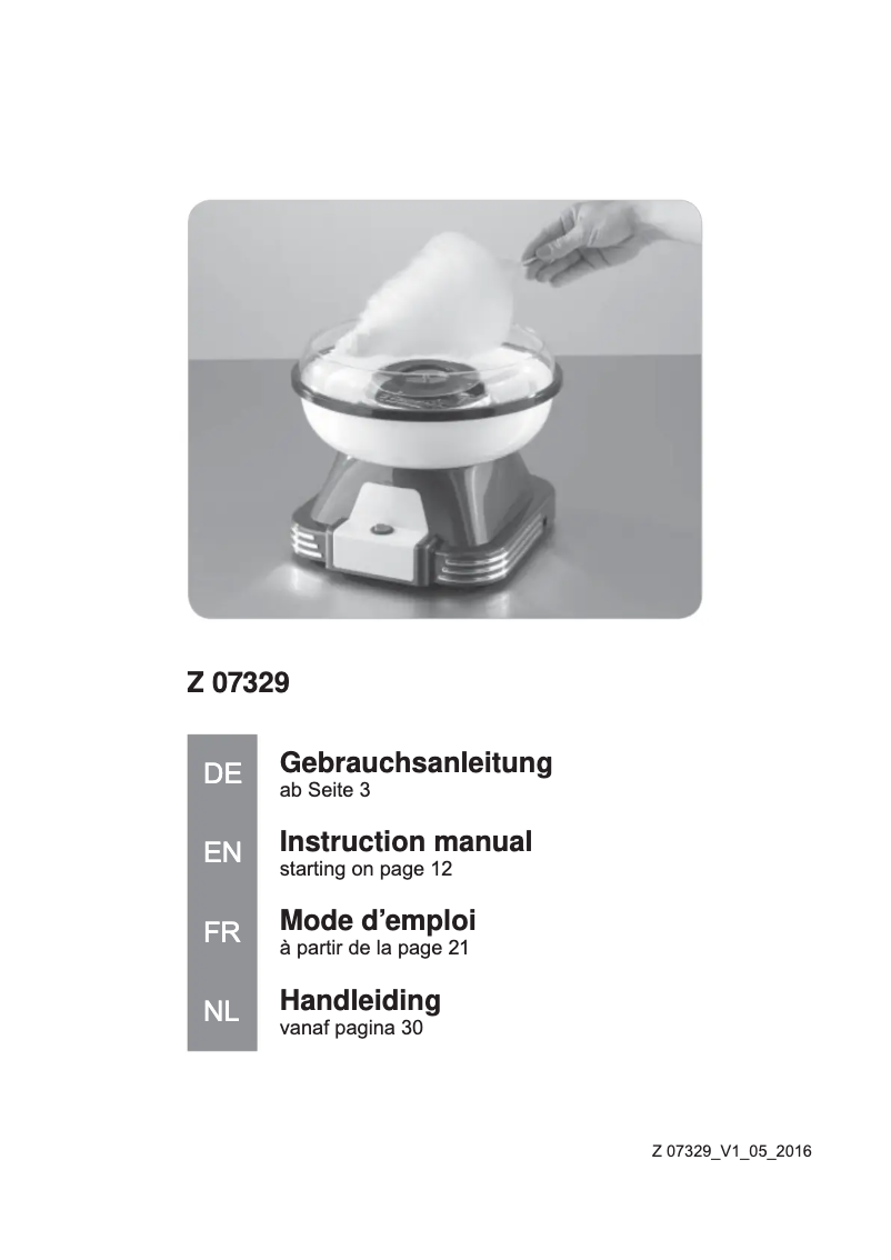 Page 1 de la notice Manuel utilisateur Gourmetmaxx 07329