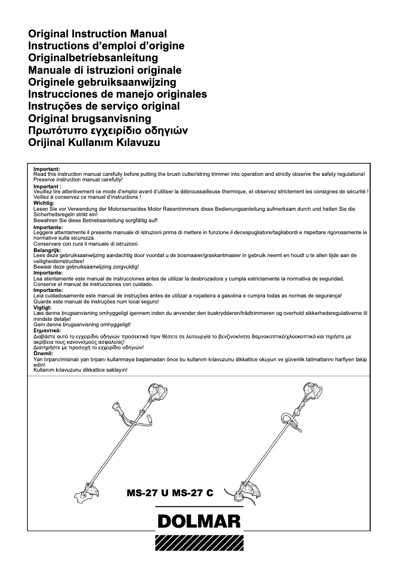 Page n°1 - Manuel utilisateur Dolmar MS-27U