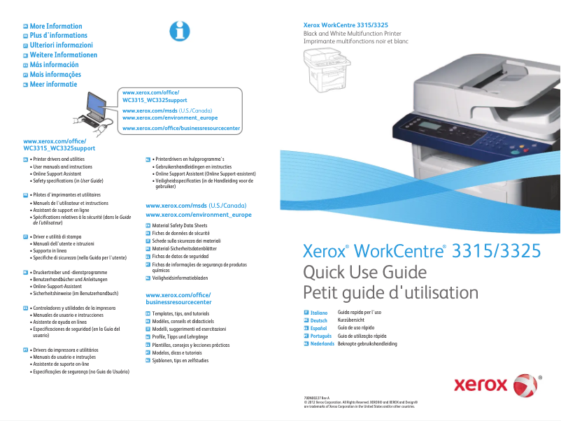 Page n°1 - Manuel utilisateur Xerox WorkCentre 3325