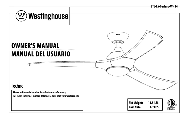 Page 1 de la notice Manuel utilisateur Westinghouse Techno