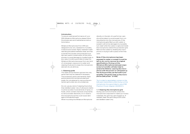 Página 1 del manual Manual de usuario DPA d:screet 4071