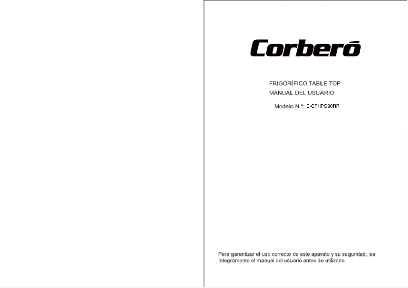 Page 1 de la notice Manuel utilisateur Corbero E-CF1PG90RR