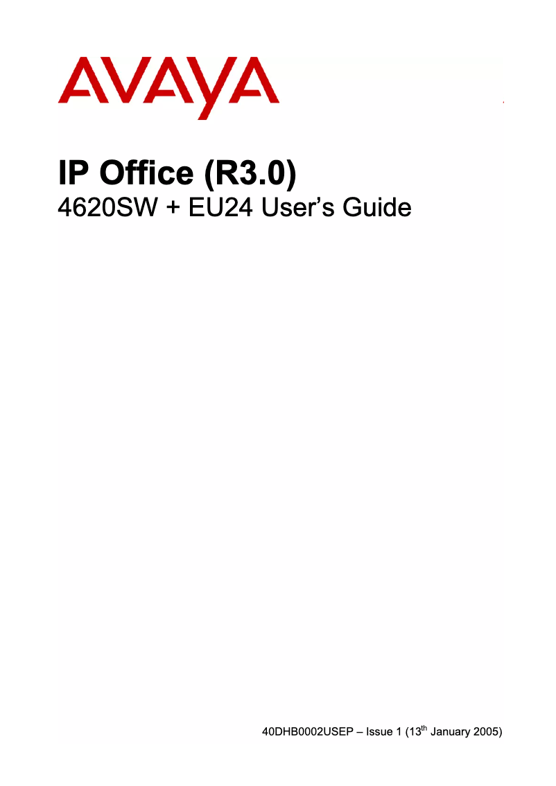 Page n°1 - Manuel utilisateur Avaya 4620