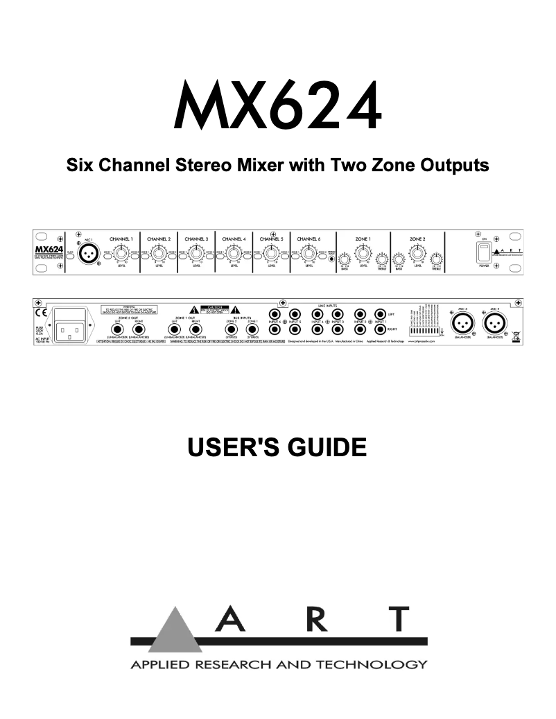 Page n°1 - Manuel utilisateur ART MX624