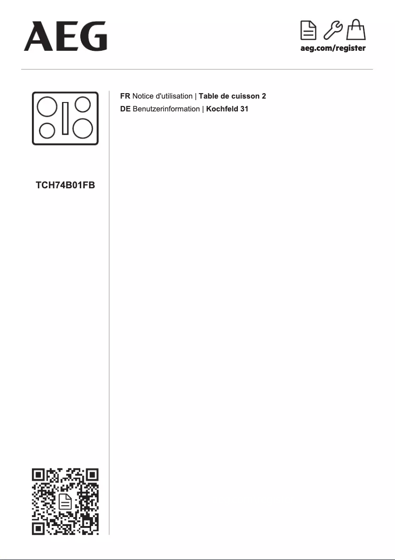Page 1 de la notice Manuel utilisateur AEG TCH74B01FB