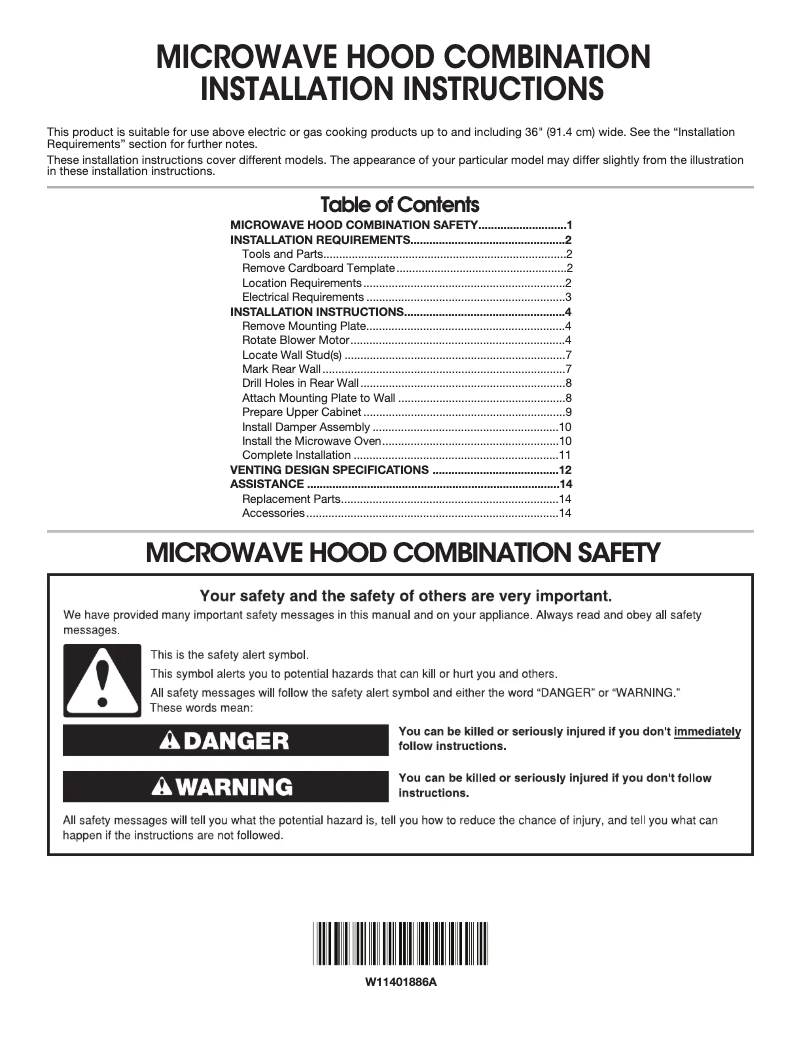 Page n°1 - Guide d'installation KitchenAid KMHC319EBL