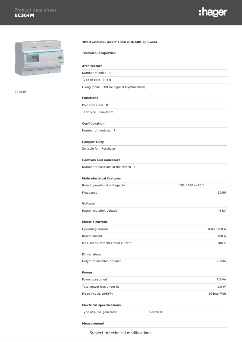 Image de la première page du manuel de l'appareil EC364M