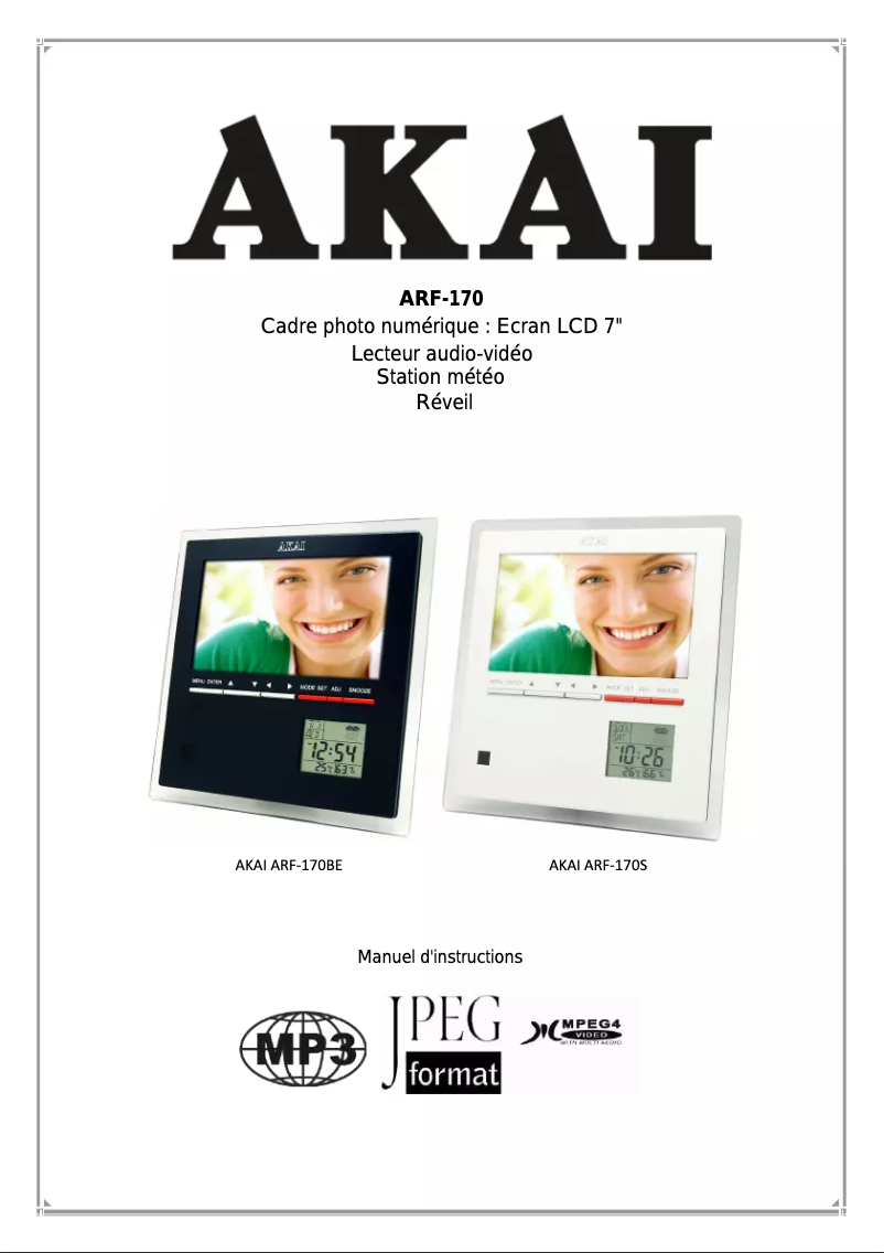 Page 1 of the manual User Manual AKAI ARF-170BE