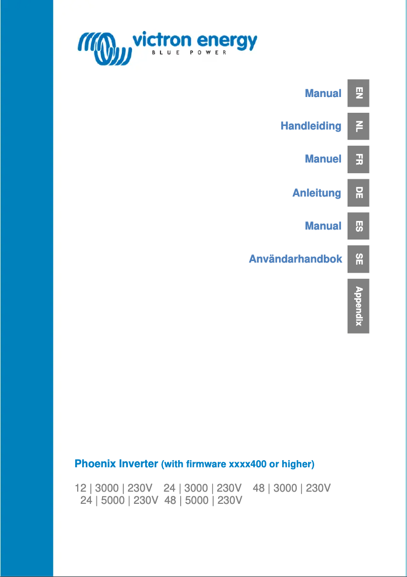 Image de la première page du manuel de l'appareil Phoenix Inverter 12/3000 230V