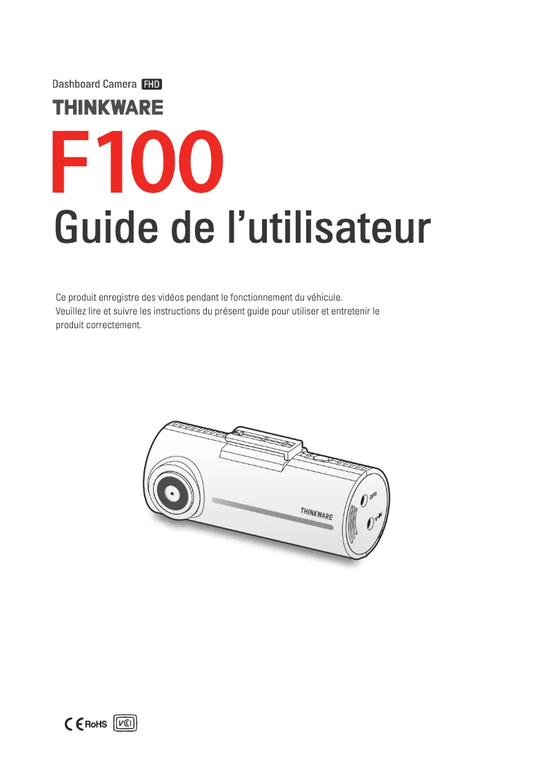 Page 1 de la notice Manuel utilisateur Thinkware F100