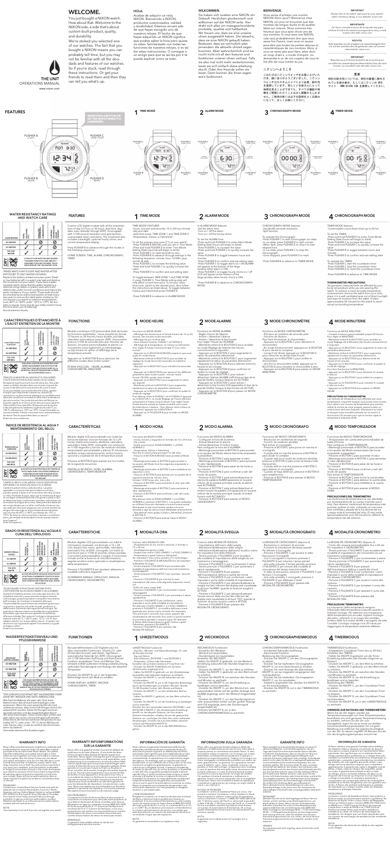 Page 1 de la notice Manuel utilisateur Nixon Guerilla Tactics A197-1085-00
