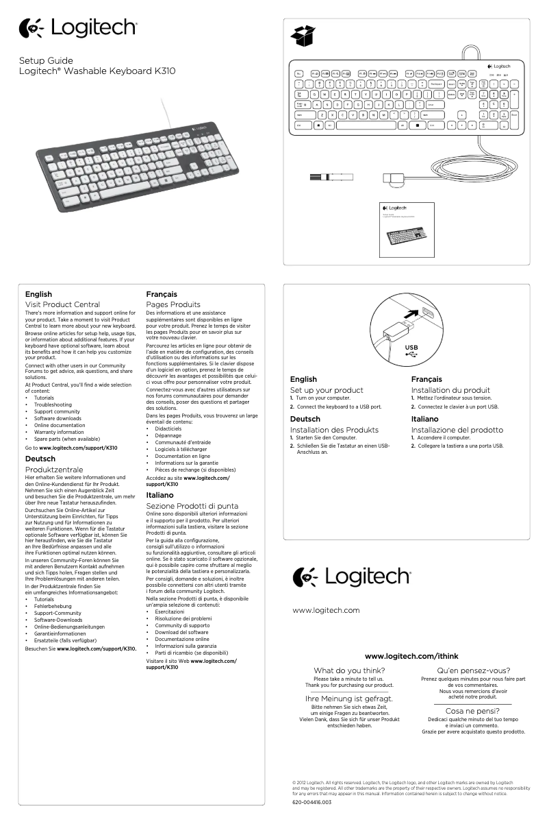 Page n°1 - Manuel utilisateur Logitech K310