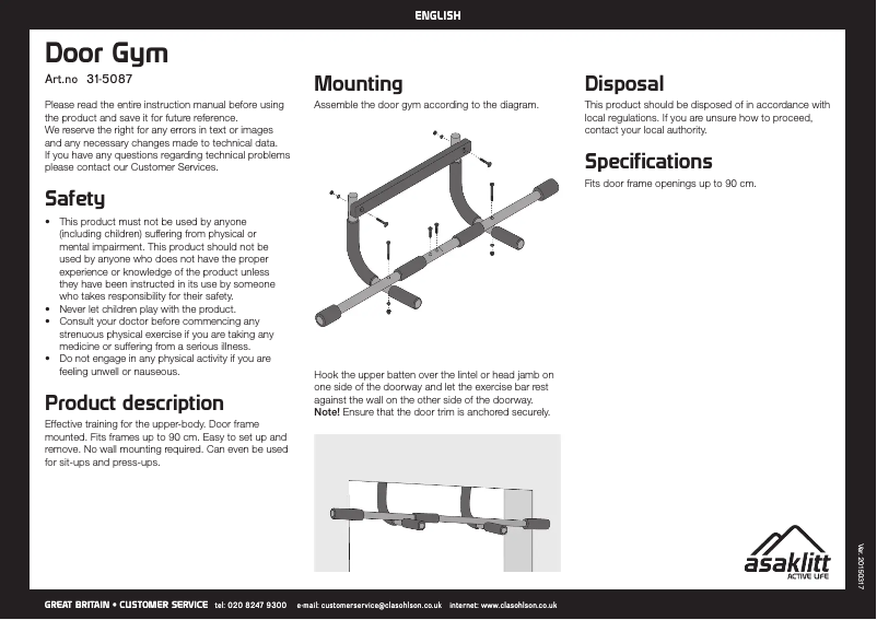 Página 1 del manual Manual de usuario Asaklitt 31-5087