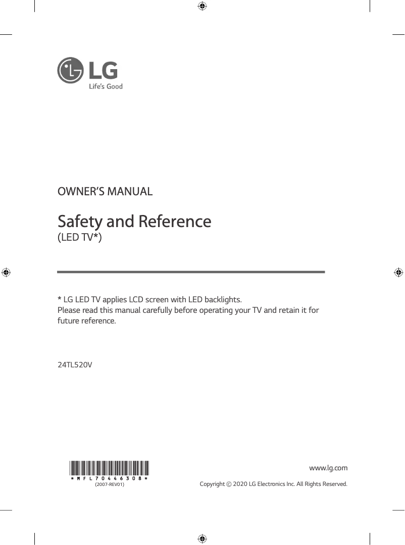 Page n°1 - Manuel utilisateur LG 24TL520V